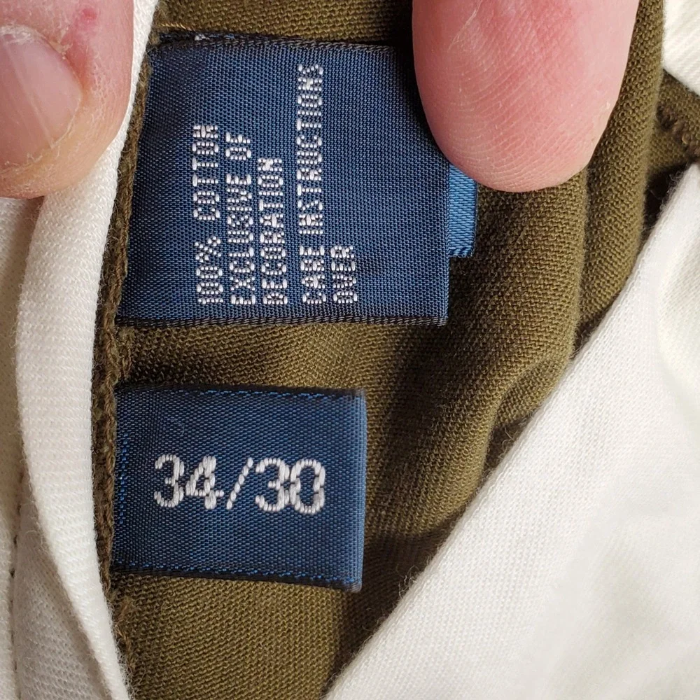 New Vintage Polo Ralph Lauren Preston Pant Men 34x30 Olive Green Chino Cotton